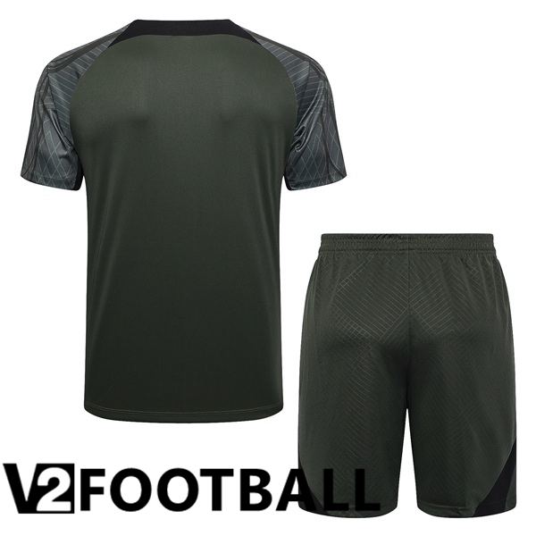 FC Barcelona Training T Shirt + Shorts Green 2023/2024