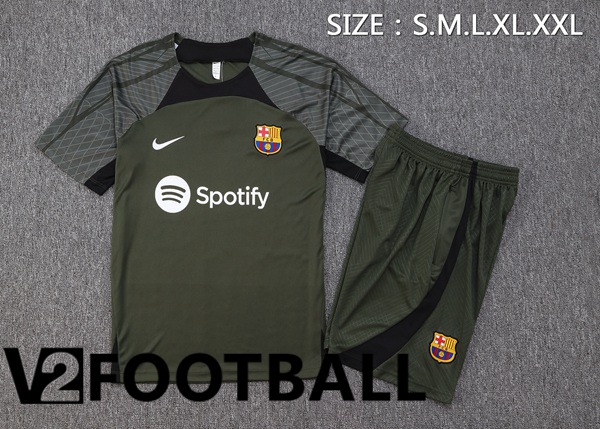 FC Barcelona Training T Shirt + Shorts Green 2023/2024