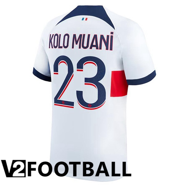 Paris PSG (Kolo Muani 23) Soccer Shirt Away White 2023/2024