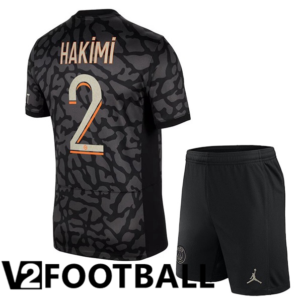 Paris PSG (Hakimi 2) Kids Soccer Shirt Third Black 2023/2024