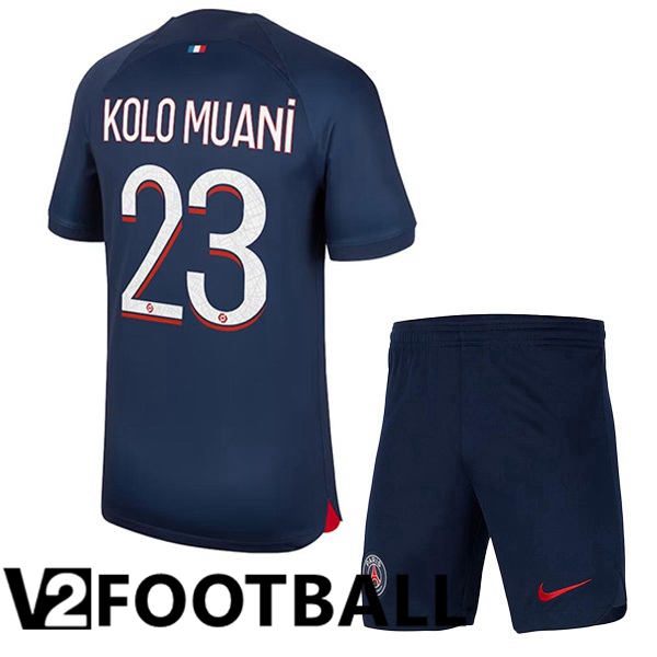 Paris PSG (Kolo Muani 23) Kids Soccer Shirt Home Royal Blue 2023/2024