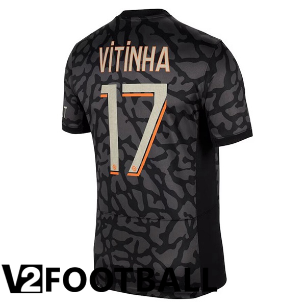 Paris PSG (Vitinha 17) Soccer Shirt Third Black 2023/2024