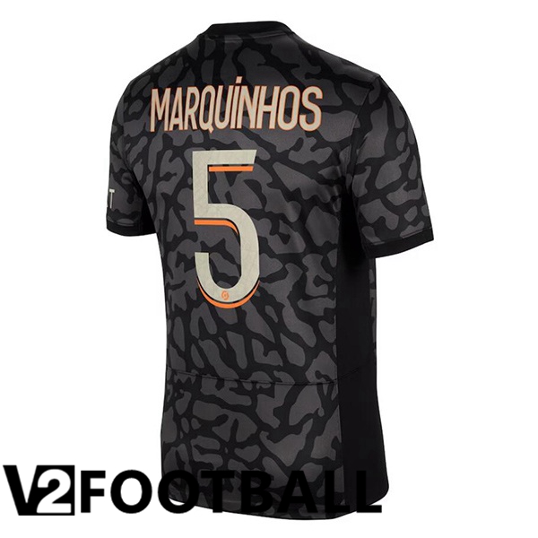 Paris PSG (Marquinhos 5) Soccer Shirt Third Black 2023/2024