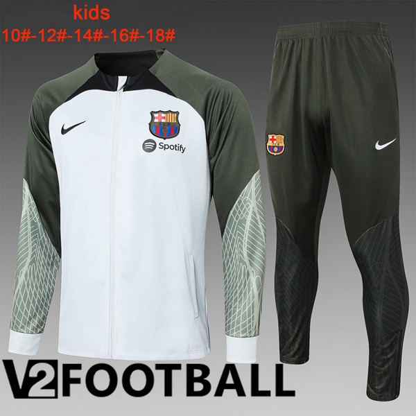 FC Barcelona Kids Training Tracksuit Suit White Green 2023/2024