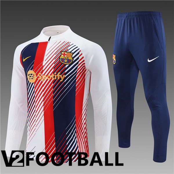 FC Barcelona Kids Training Tracksuit Suit White Red Blue 2023/2024