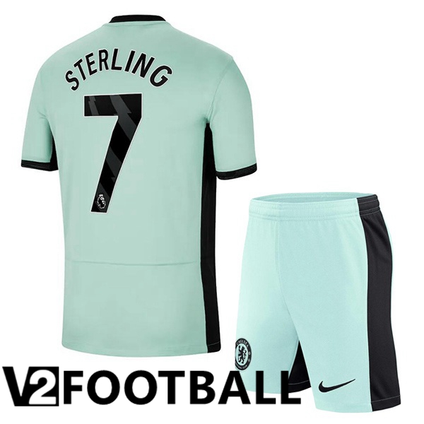 FC Chelsea (Sterling 7) Kids Soccer Shirt Third Green 2023/2024