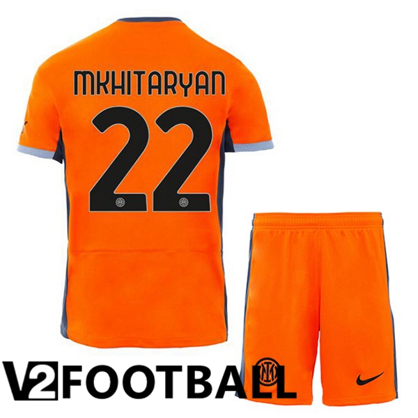 Inter Milan (MKHITARYAN 22) Kids Soccer Shirt Third Orange 2023/2024