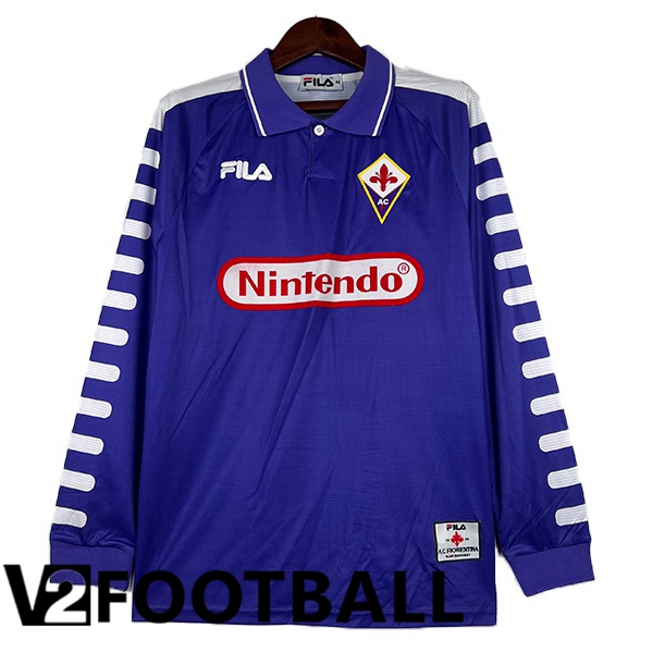 ACF Fiorentina Retro Soccer Shirt Home Long Sleeve Blue 1998