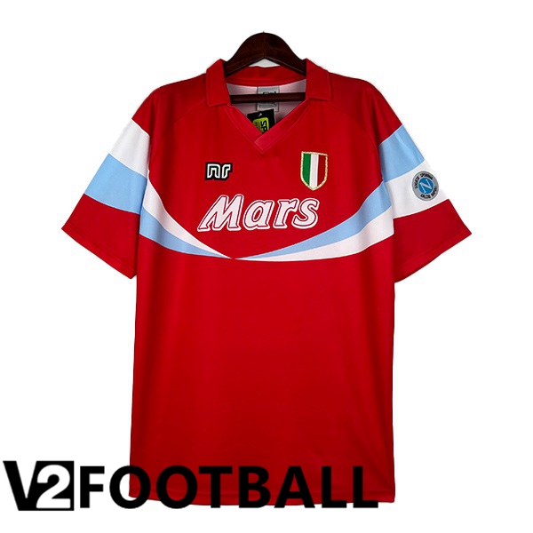 SSC Napoli Retro Soccer Shirt Away Red 1990-1991