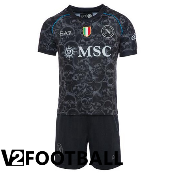 SSC Napoli Kids Soccer Shirt Halloween Black 2023/2024