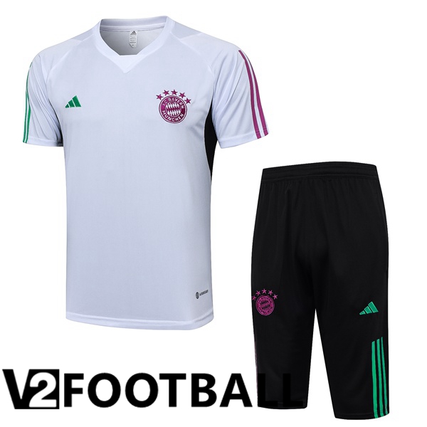 Bayern Munich Training T Shirt + Shorts White 2023/2024