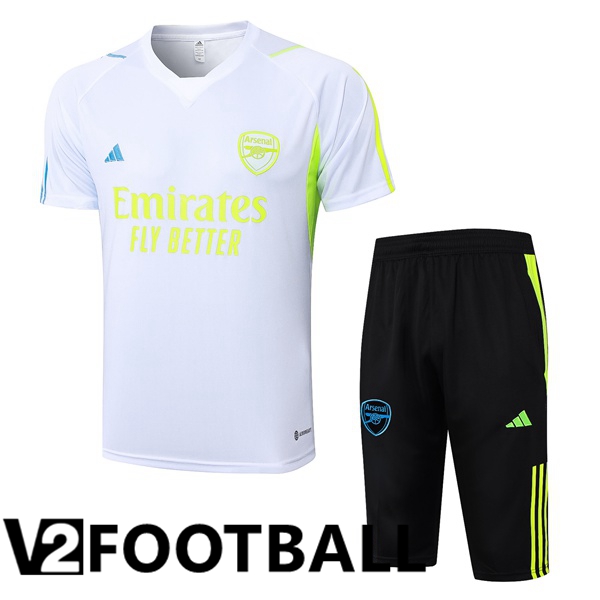 Arsenal Training T Shirt + Shorts White 2023/2024