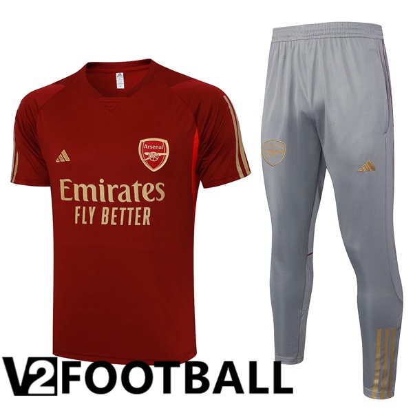 Arsenal Training T Shirt + Shorts Red 2023/2024