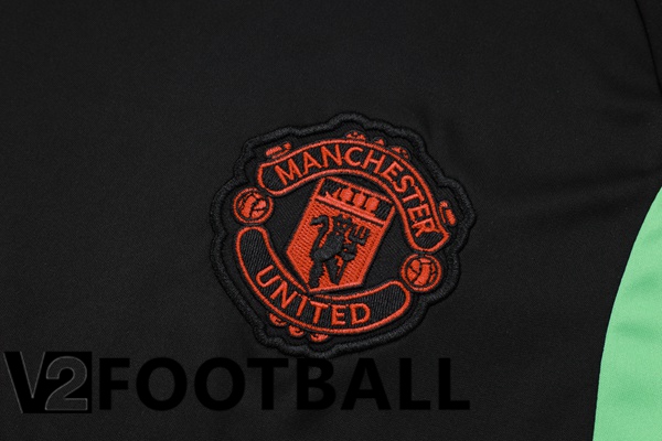 Manchester United Training T Shirt + Shorts Black Red 2023/2024