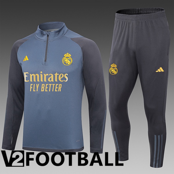 Real Madrid Kids Training Tracksuit SuitGrey 2023/2024