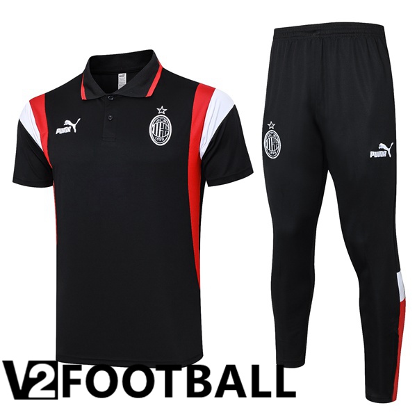 AC Milan Football Polo + Pants Black 2023/2024