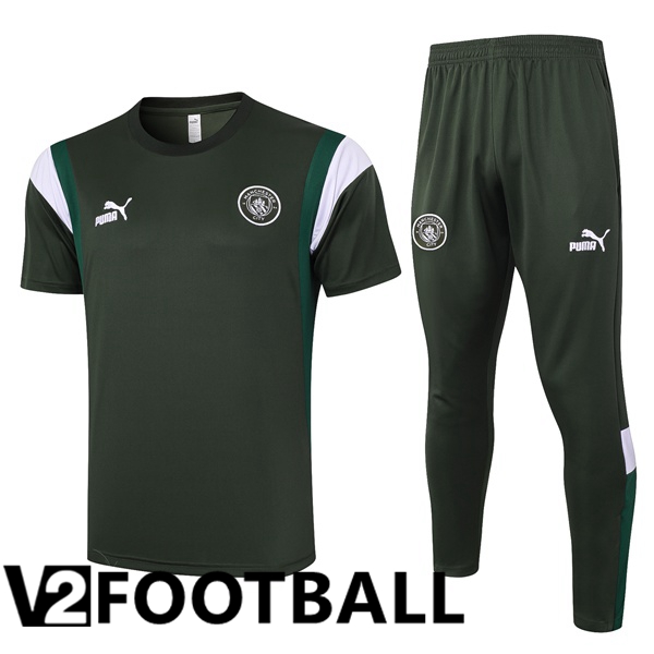 Manchester City Training T Shirt + Pants Green 2023/2024