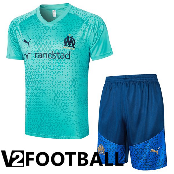 Marseille OM Training T Shirt + Shorts Blue 2023/2024