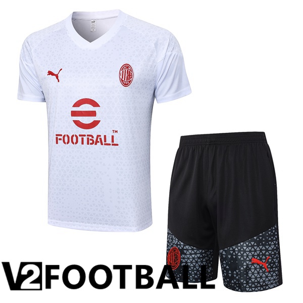 AC Milan Training T Shirt + Shorts White 2023/2024