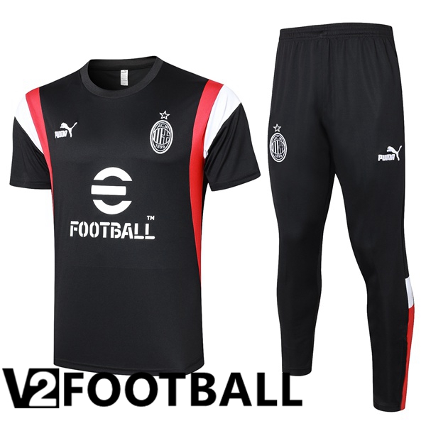 AC Milan Training T Shirt + Pants Black 2023/2024