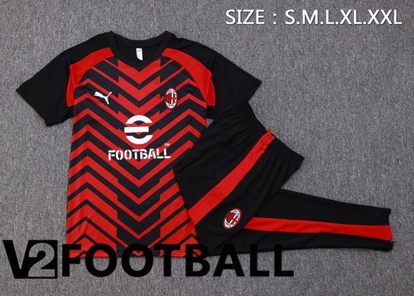 AC Milan Training T Shirt + Pants Black Red 2023/2024