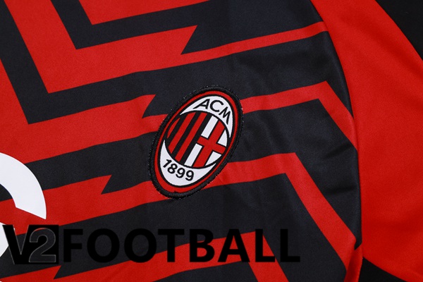 AC Milan Training T Shirt + Pants Black Red 2023/2024