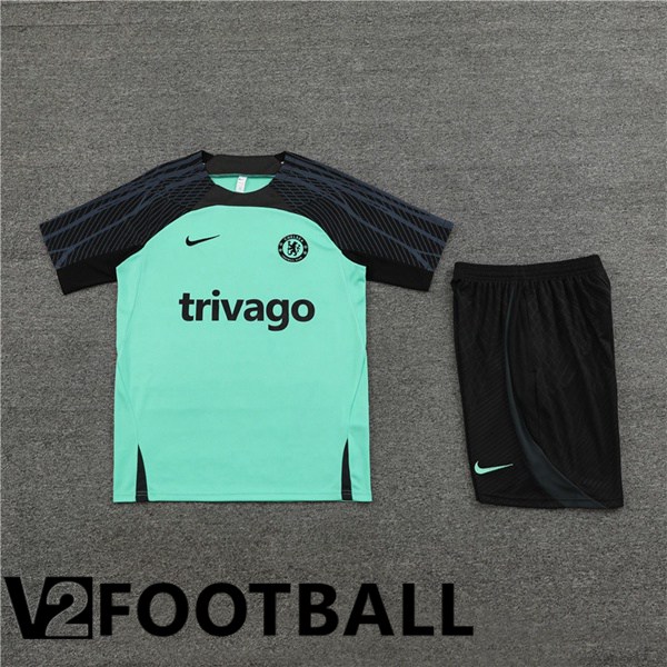 FC Chelsea Training T Shirt + Shorts Green 2023/2024