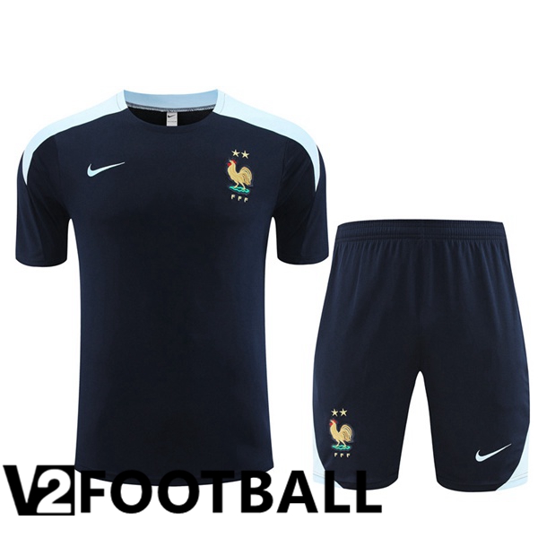 France Training T Shirt + Shorts Royal Blue 2023/2024