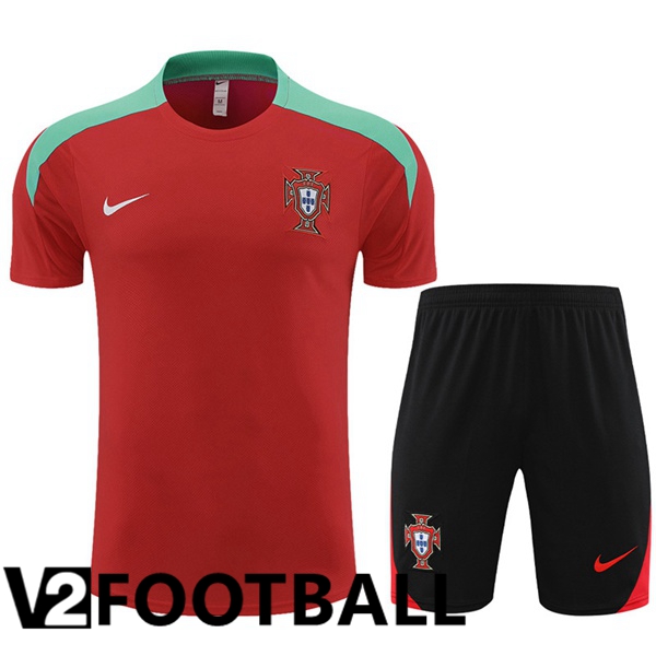 Portugal Training T Shirt + Shorts Red 2023/2024