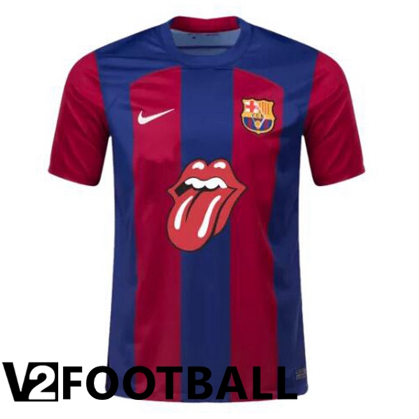 FC Barcelona Football Shirt Rolling Stones Blue Red 2023/2024