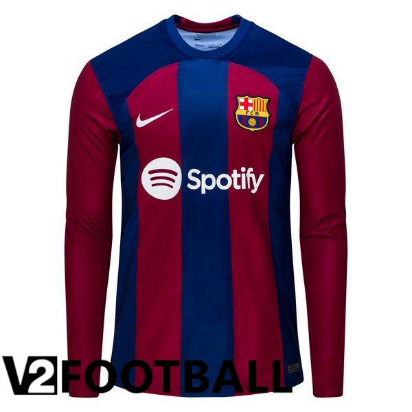 FC Barcelona Football Shirt Home Long Sleeves Blue Red 2023/2024