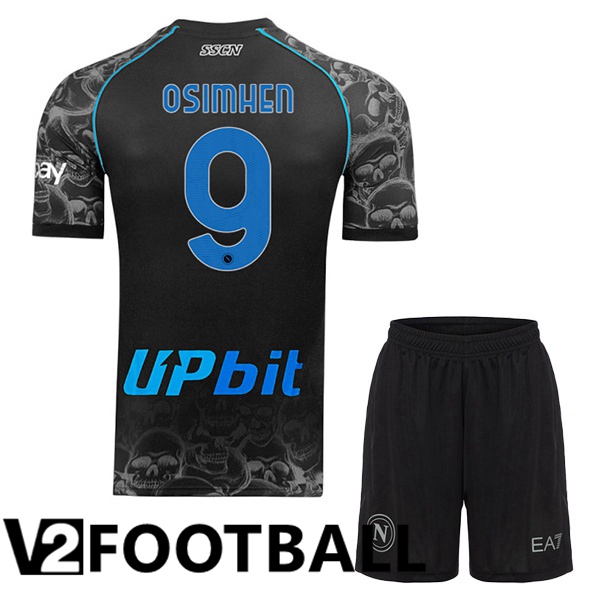 SSC Napoli (Victor Osimhen 9) Kids Halloween Shirt Black 2023/2024