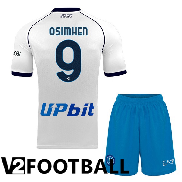 SSC Napoli (Victor Osimhen 9) Kids Football Shirt Away White 2023/2024