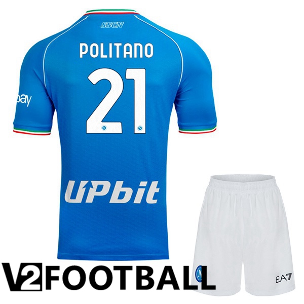 SSC Napoli (Matteo Politano 21) Kids Football Shirt Home Blue 2023/2024