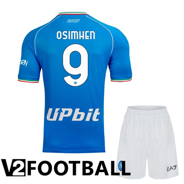 SSC Napoli (Victor Osimhen 9) Kids Football Shirt Home Blue 2023/2024