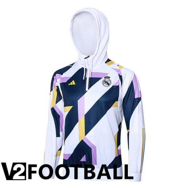 Real Madrid Training Sweatshirt Hoodie White Blue Royal 2023/2024