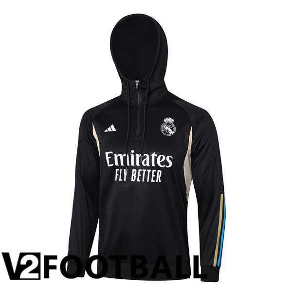 Real Madrid Training Sweatshirt Hoodie Black 2023/2024