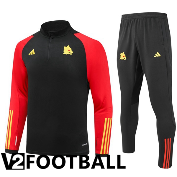 AS Roma Black Training Tracksuit Suit Red 2023/2024