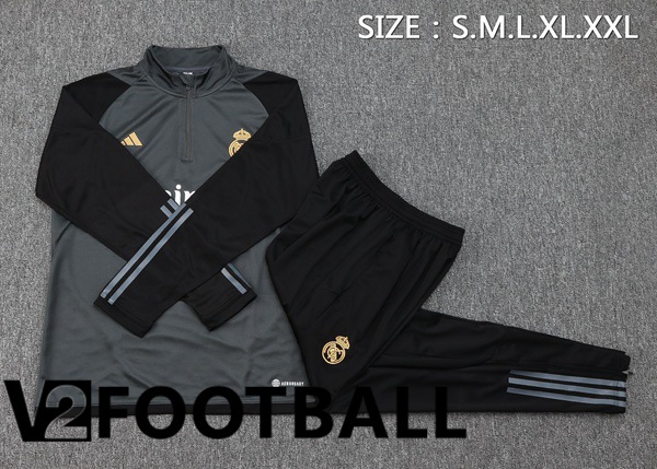 Real Madrid Training Tracksuit Suit Grey 2023/2024