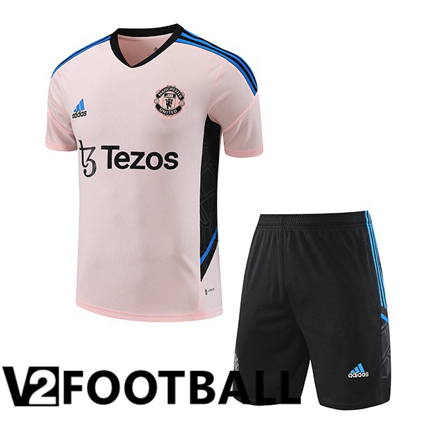 Manchester United Training T Shirt + Shorts Pink 2023/2024