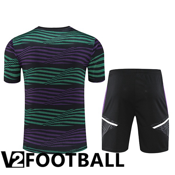 Real Madrid Training T Shirt + Shorts Black Green 2023/2024