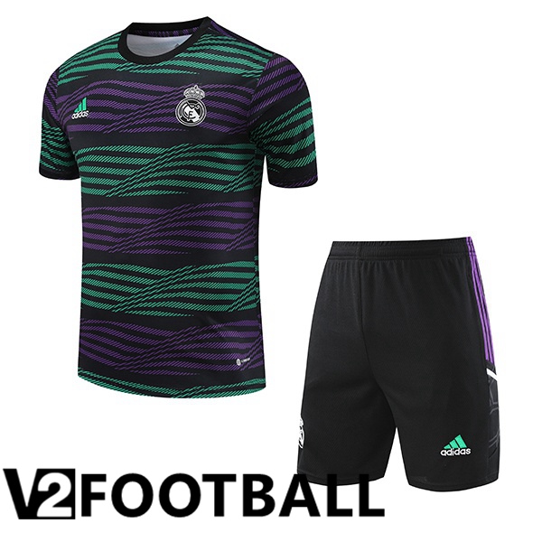 Real Madrid Training T Shirt + Shorts Black Green 2023/2024