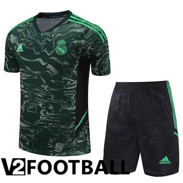 Real Madrid Training T Shirt + Shorts Green 2023/2024