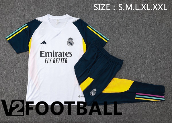 Real Madrid Training T Shirt + Shorts White 2023/2024