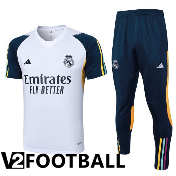 Real Madrid Training T Shirt + Shorts White 2023/2024