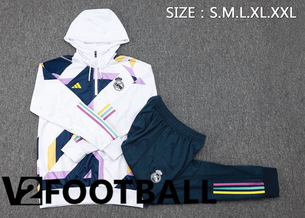 Real Madrid Training Tracksuit Hoodie White Blue Royal 2023/2024