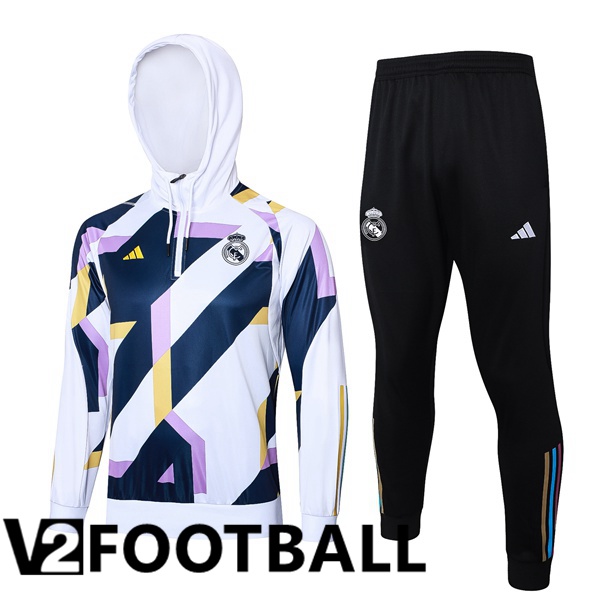 Real Madrid Training Tracksuit Hoodie White Blue Royal 2023/2024