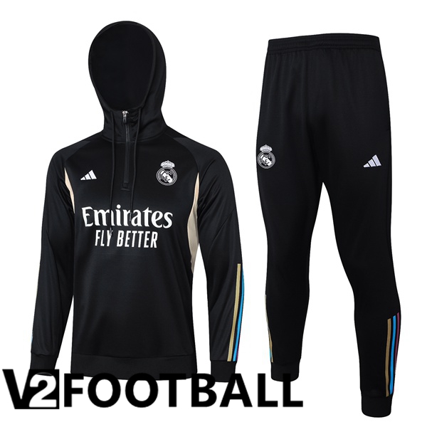 Real Madrid Training Tracksuit Hoodie Black 2023/2024