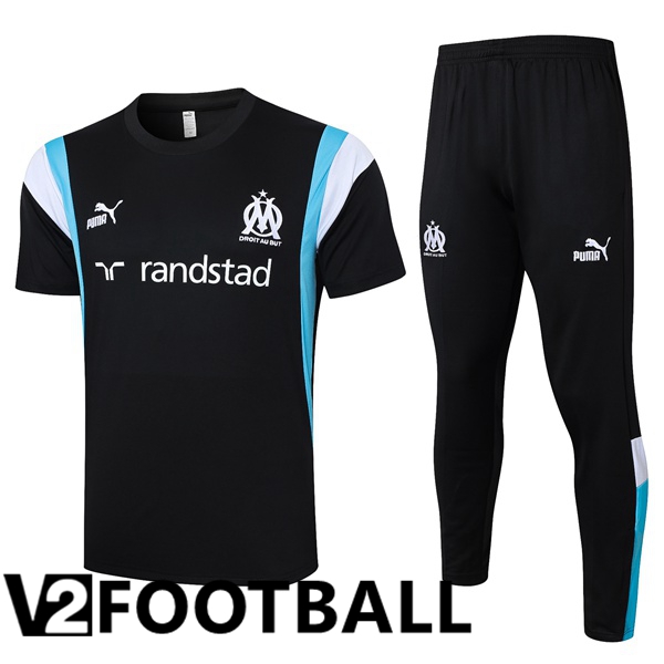 Marseille OM Training T Shirt + Shorts Black 2023/2024