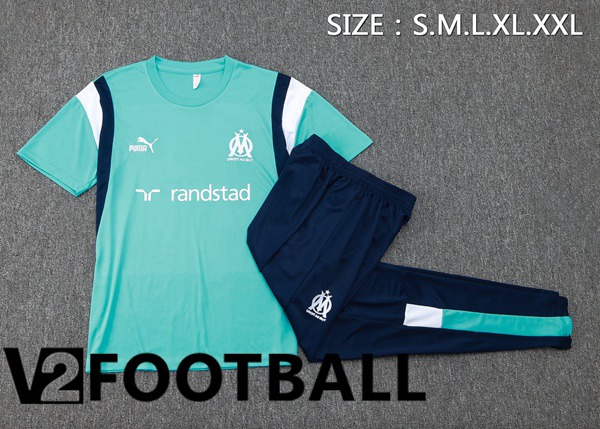 Marseille OM Training T Shirt + Shorts Green 2023/2024